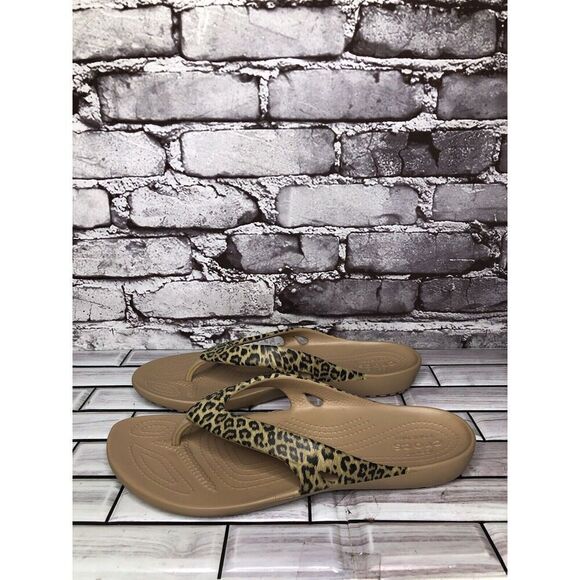 Crocs Kadee II Iconic Comfort Leopard Flip Flip Sandals Women’s sz 10M US/41EU - Picture 15 of 16